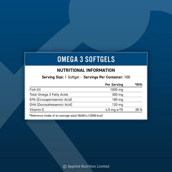 Applied Nutrition – Omega 3, 100 softgels - Image 2